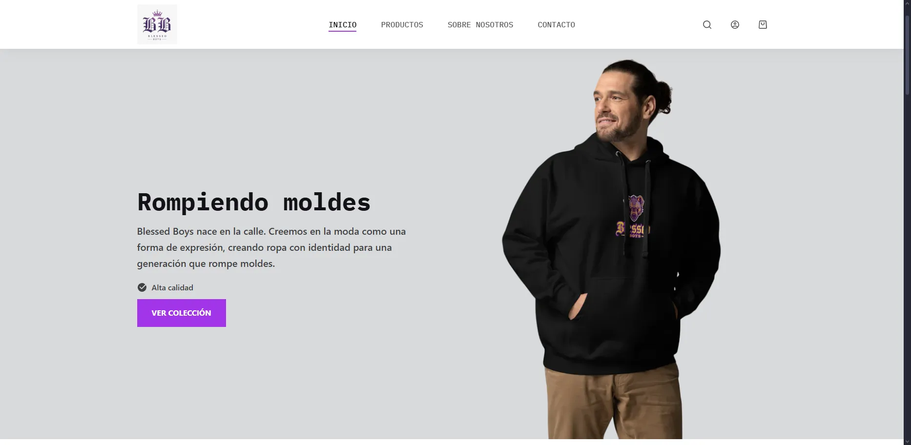 Tienda online Blessed Boys mostrando productos de streetwear